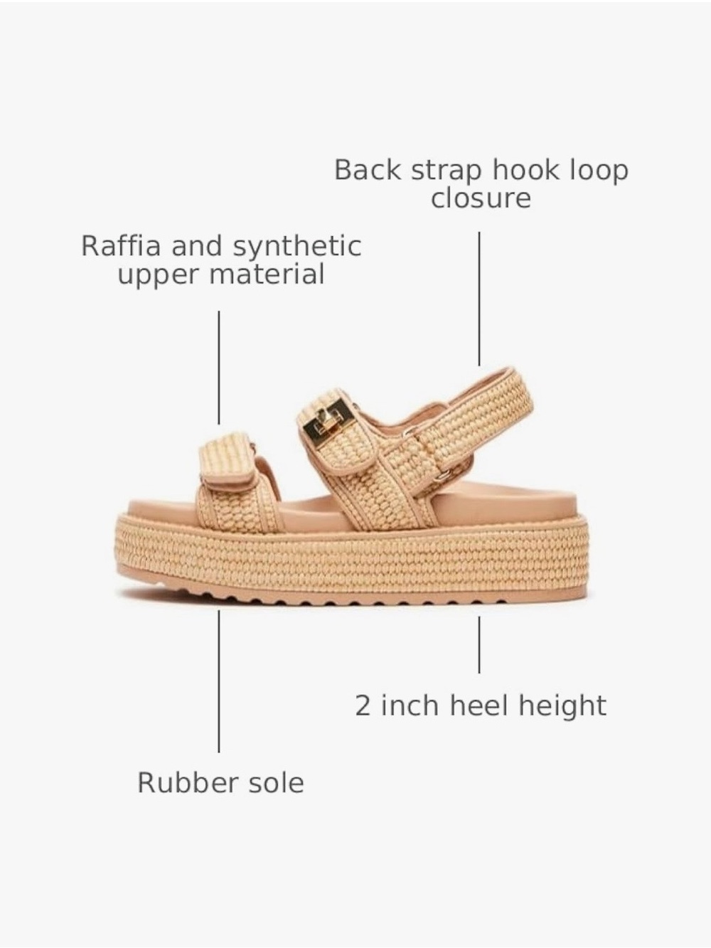 Women’s Beige Woven Platform Sandals - Picture 5 of 5